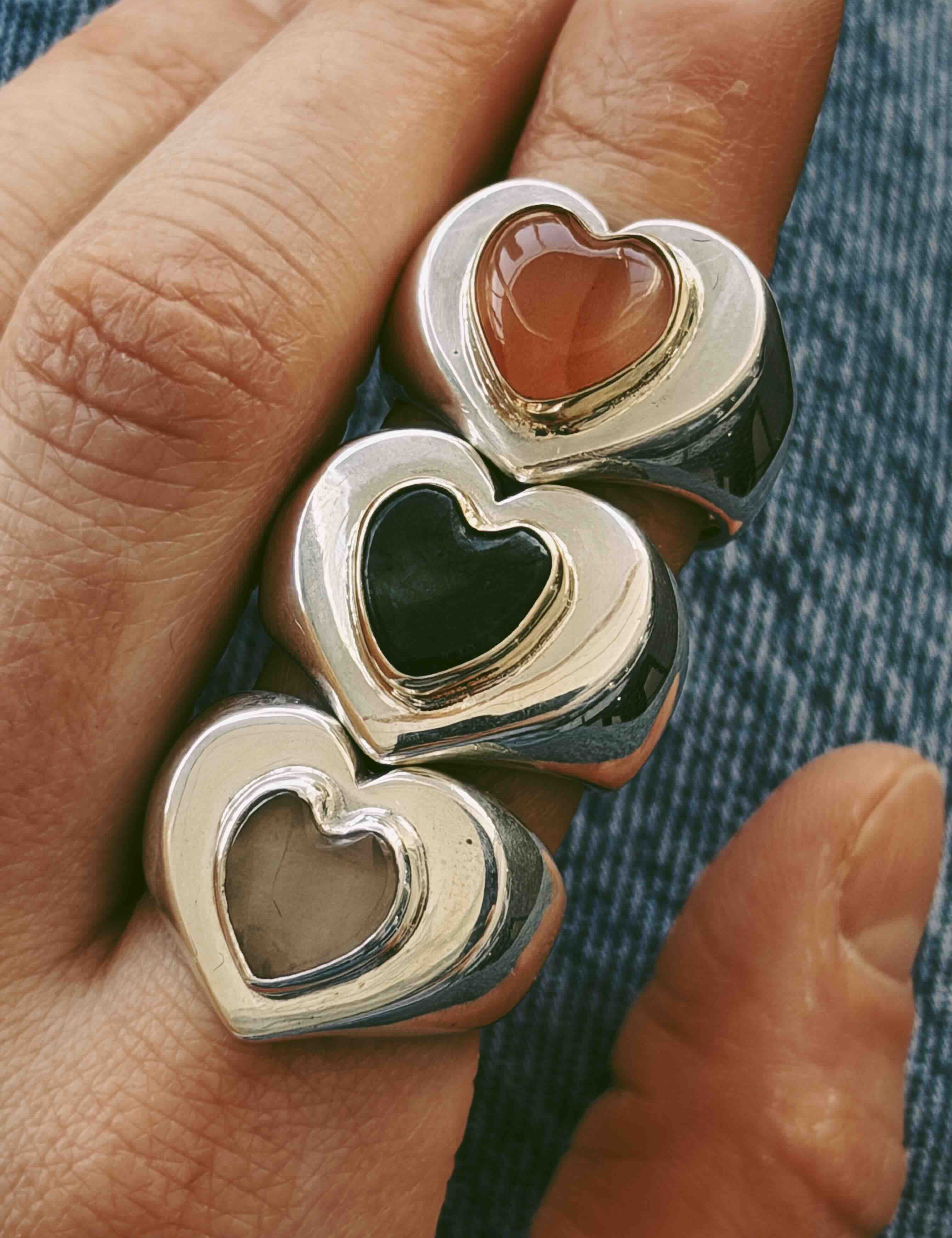 Rose Quartz Chubby Heart Ring - Size Q  (US: 8)