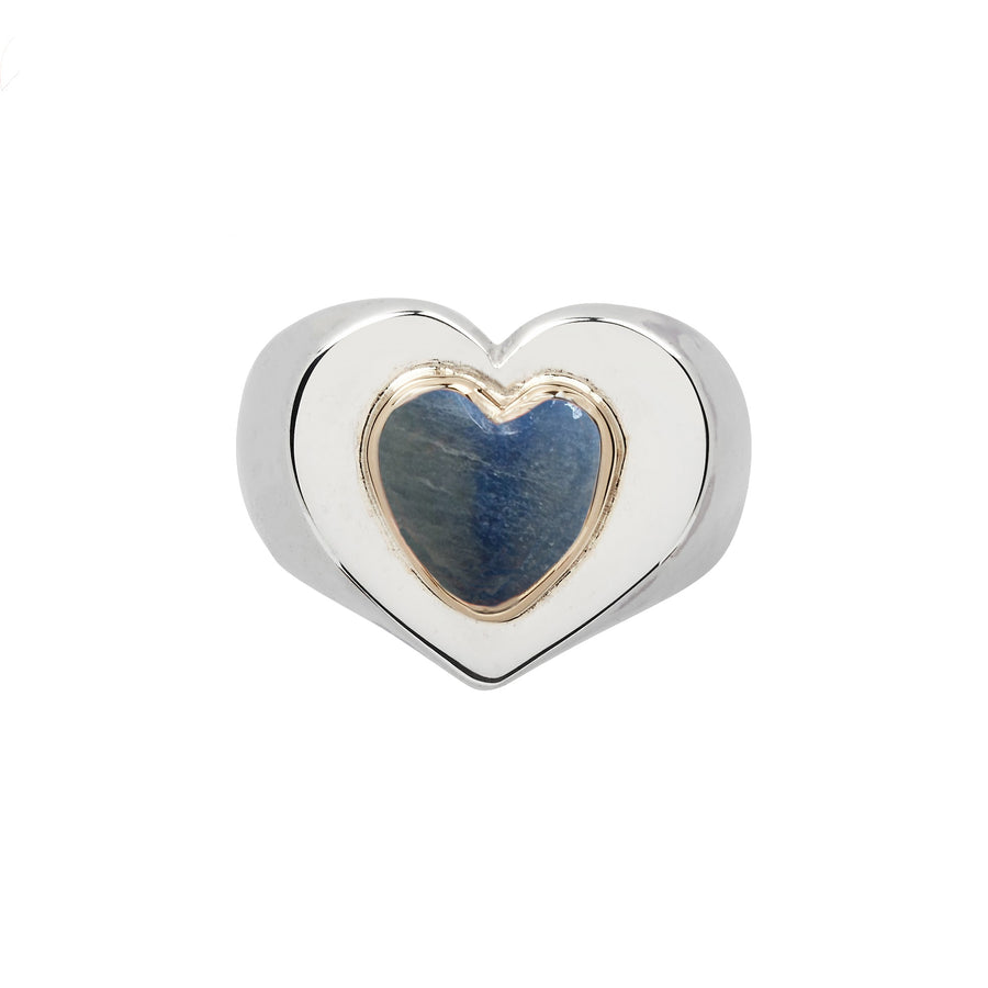 Blue Dumortierite Quartz Chubby Heart Ring