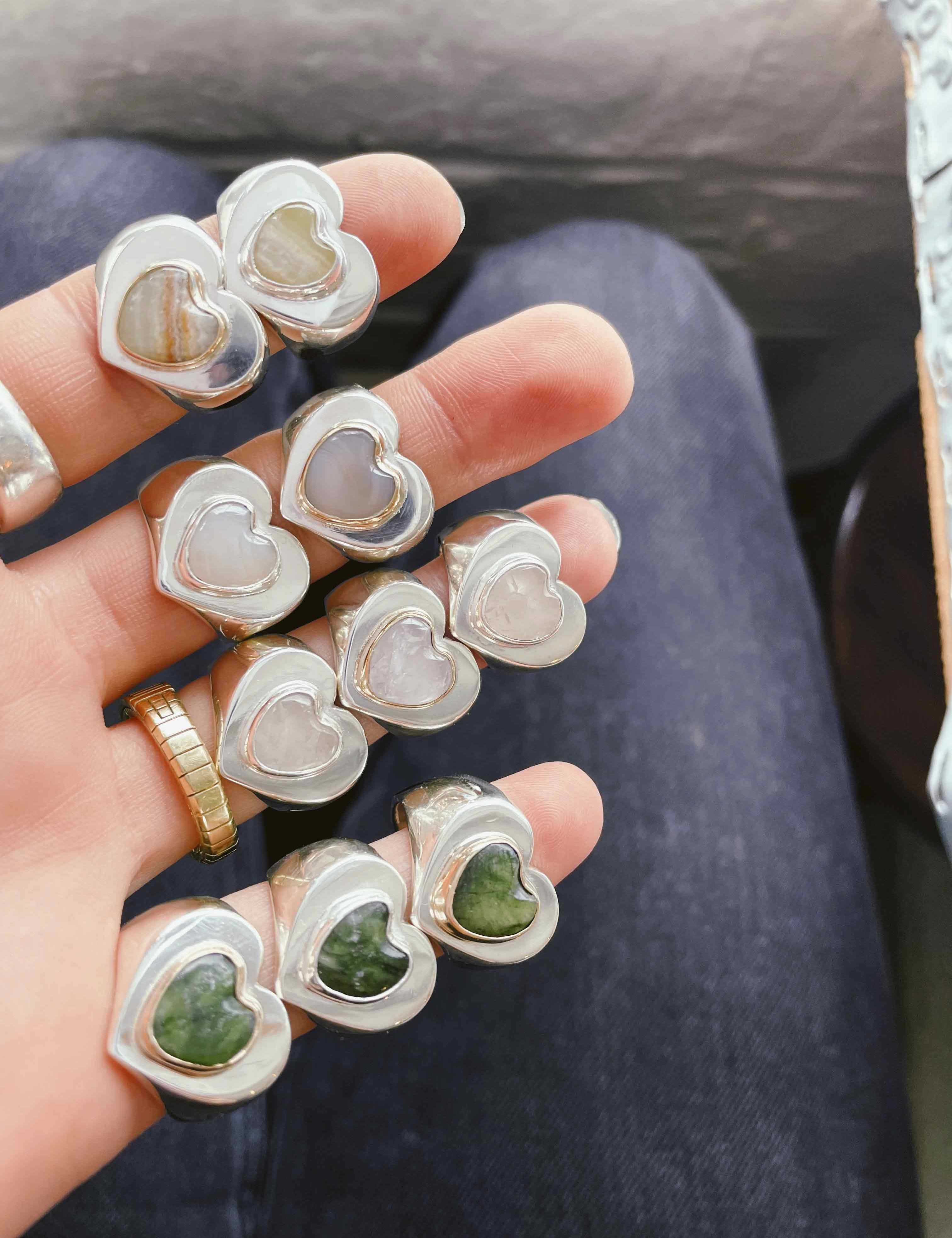 Yellow Mookaite Jasper Chubby Heart Ring