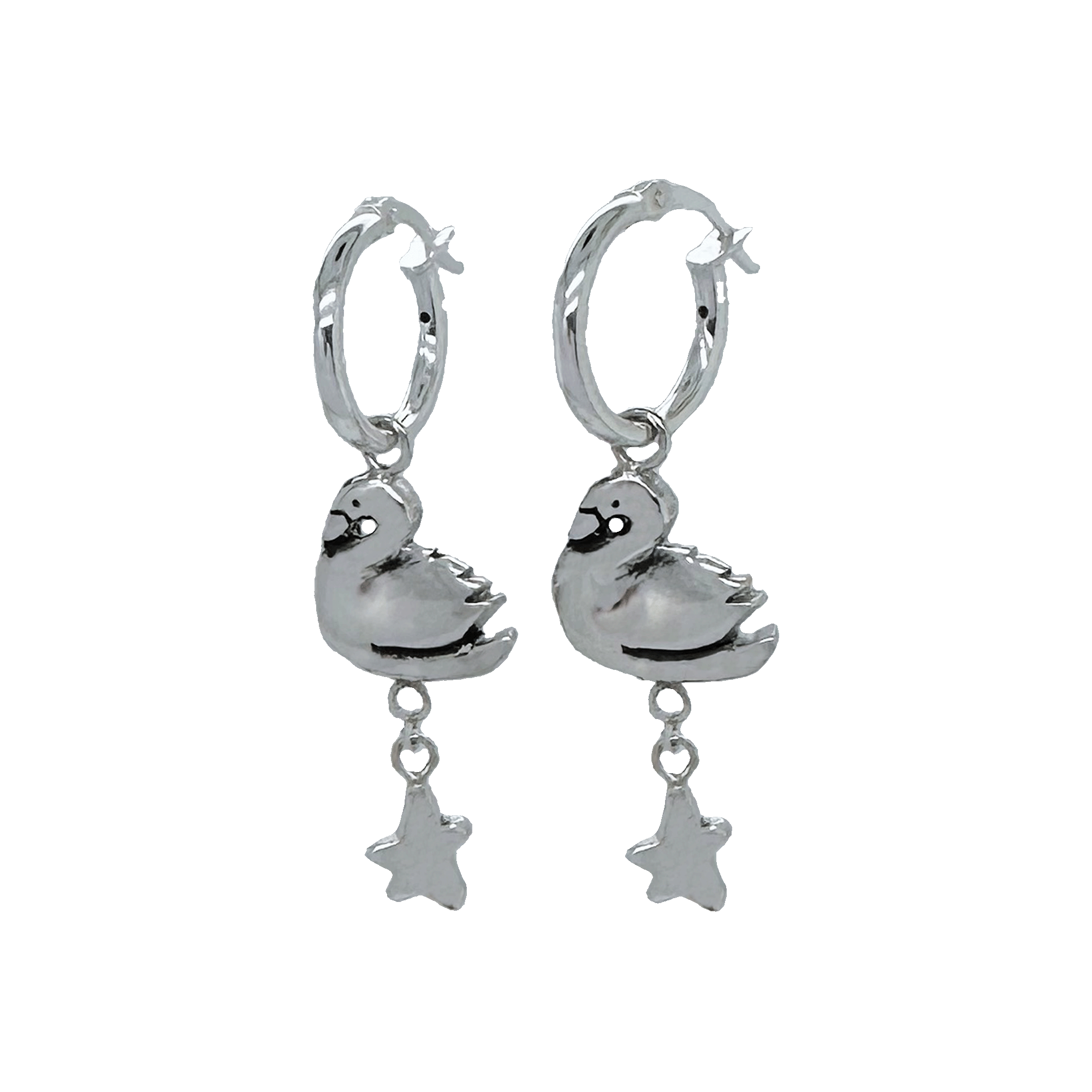 Star and Swan Hoop Earrings
