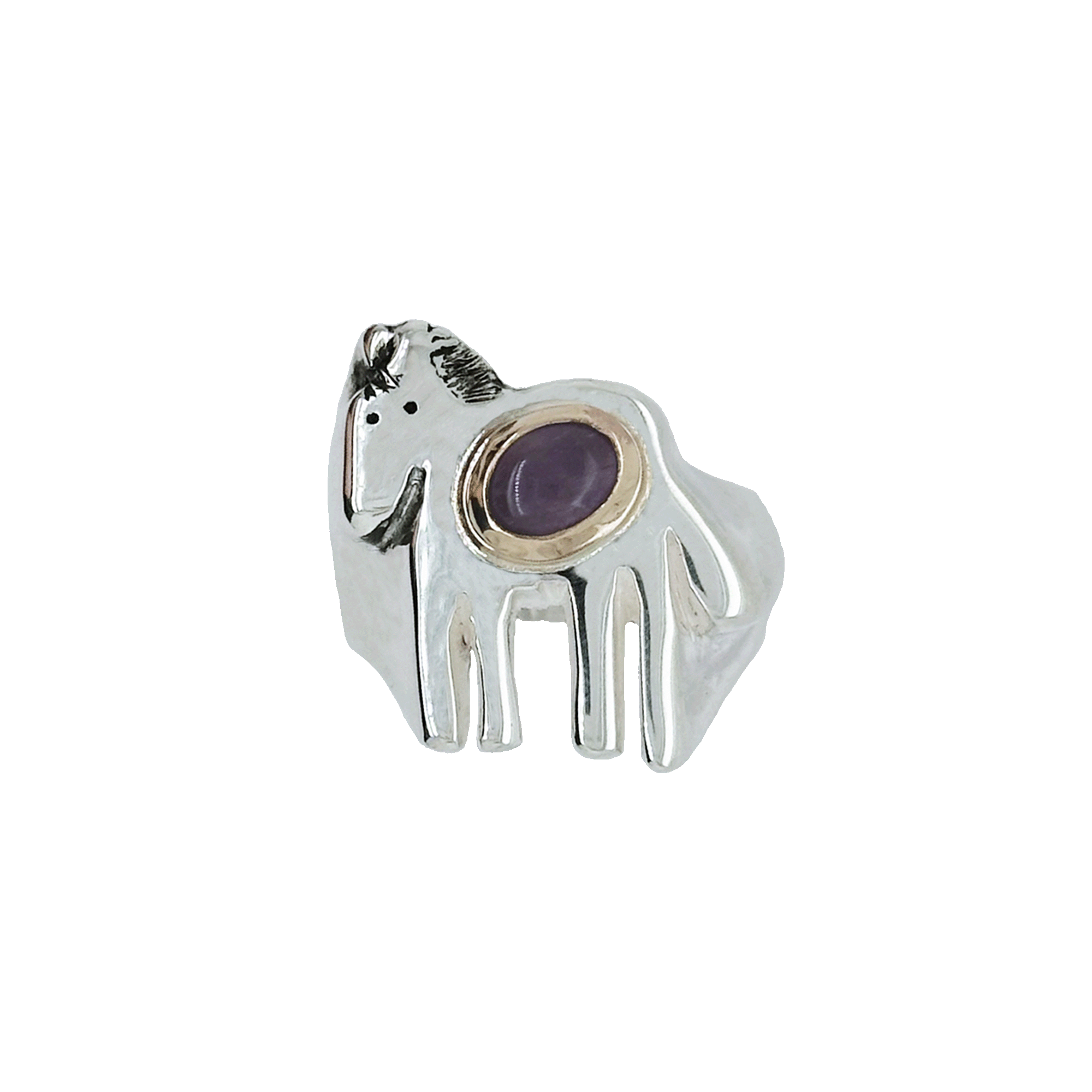 Purple Amethyst Horsey Signet Ring