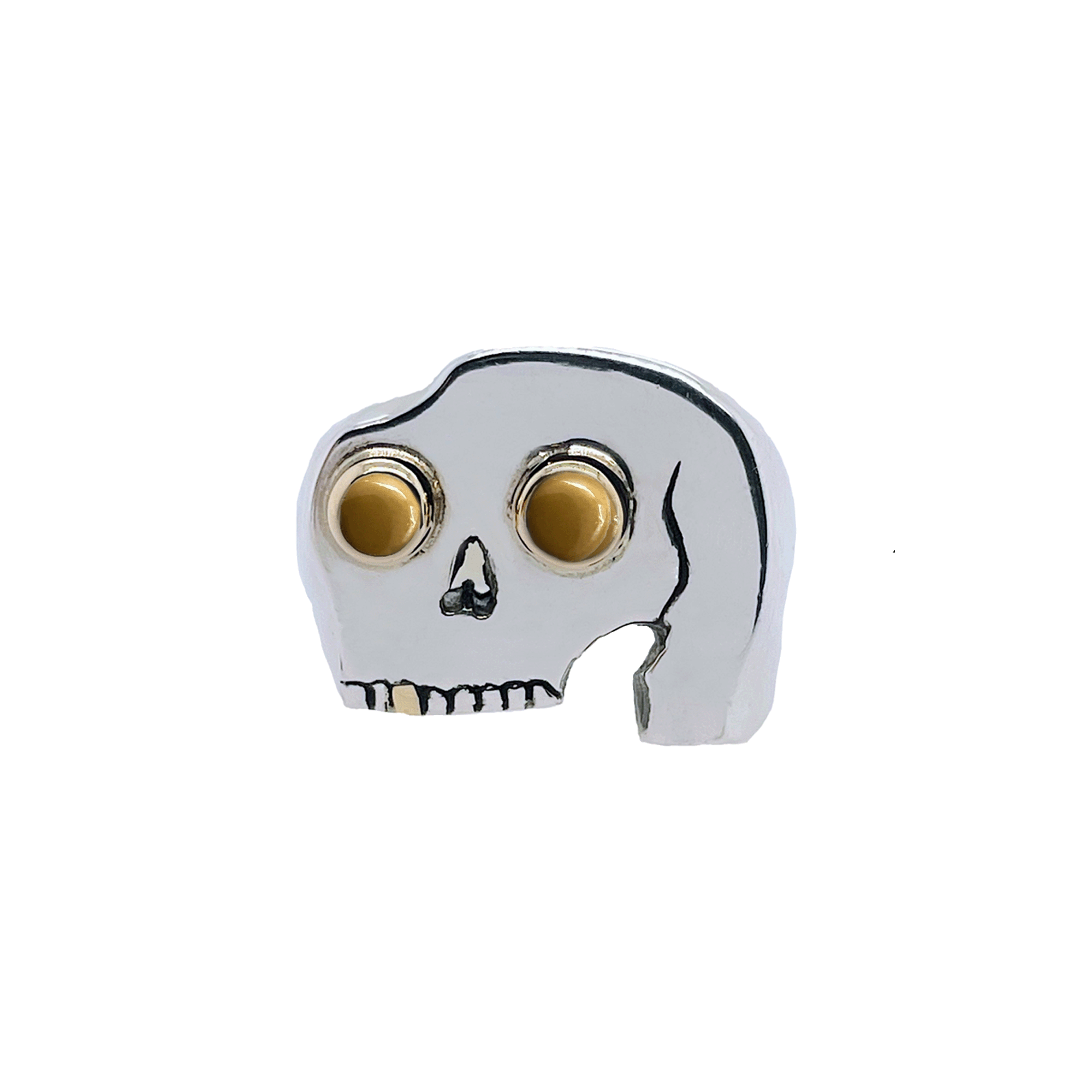 Olging Yellow Mookaite Jasper Ogling Skull Ring in Sterling Silver – Chunky ...