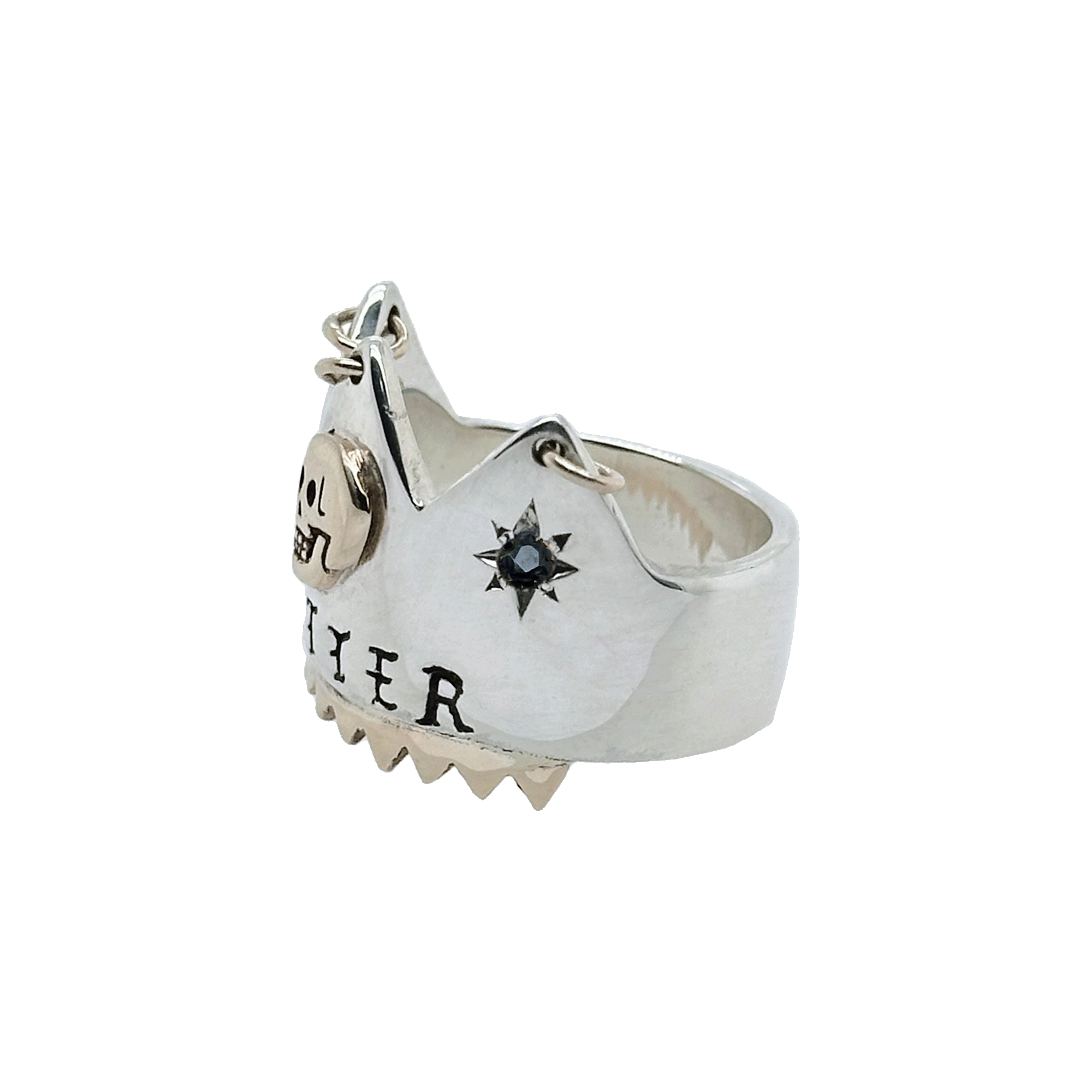 The Nutter Crown Ring with Sapphires and Gold Elements Size Q (US: 8)