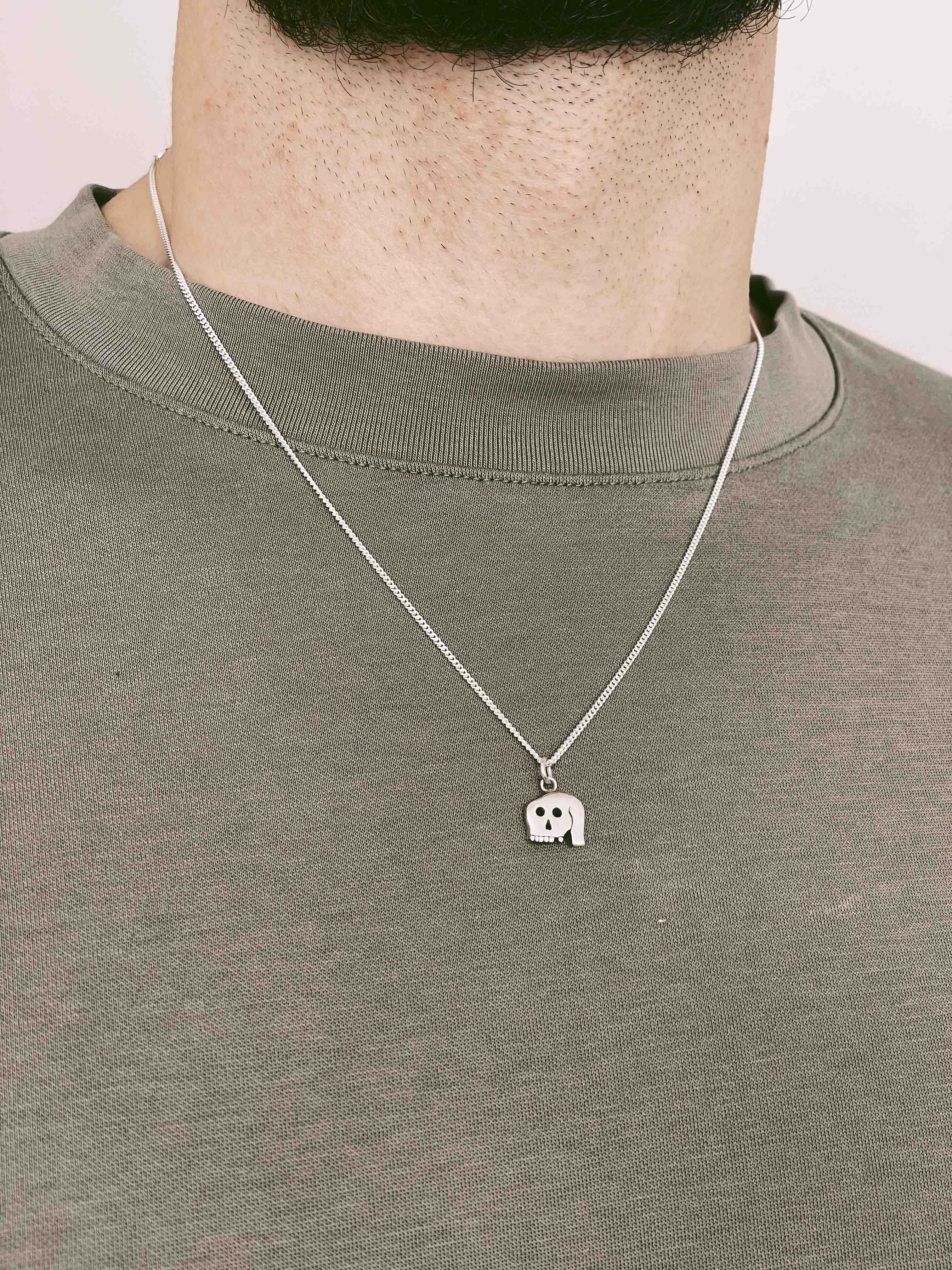 Olging Ogling Skull Charm Necklace in Sterling Silver – Handmade Jewellery ...