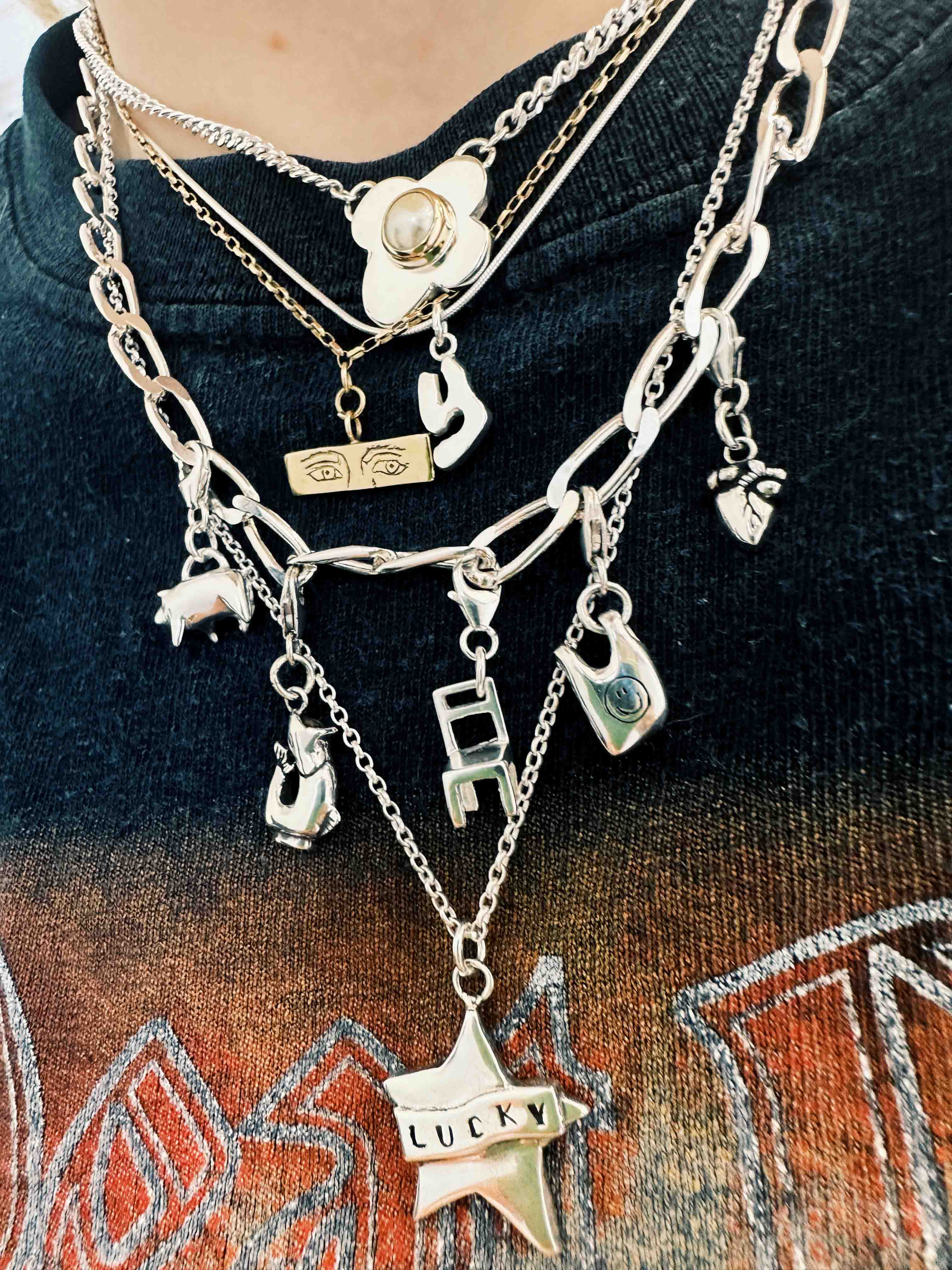 Olging Ogling Skull Charm in Sterling Silver – Handmade Jewellery – Rat Betty