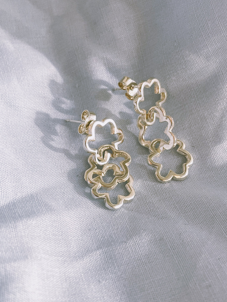 Flower Chain Stud Earrings