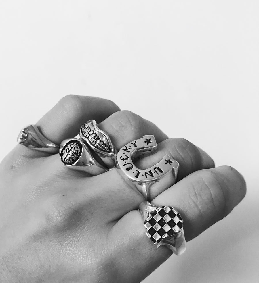 Chequered Head Ring