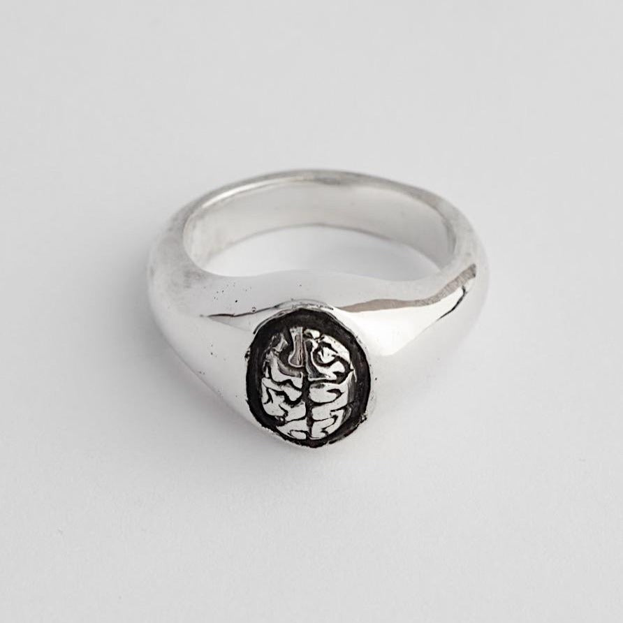 Exposed Brain Silver Signet Ring